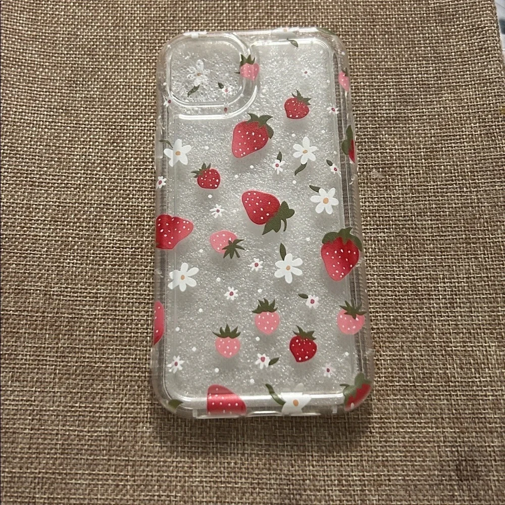 iPhone 14 Plus Case Clear W Strawberries  See description for compatible iPhone